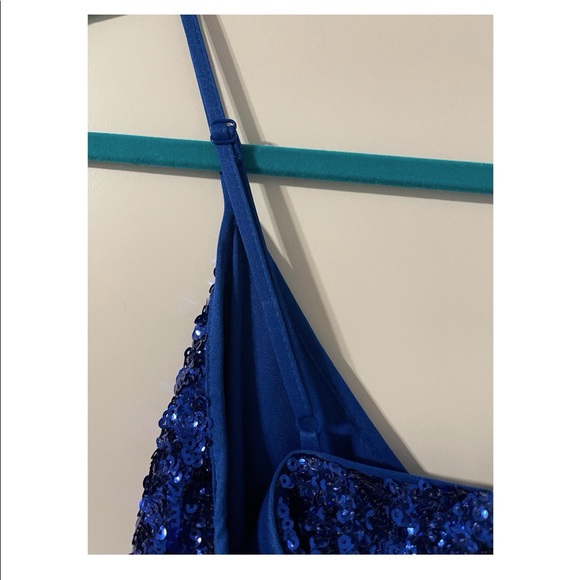 ASOS Blue Sequin Wrap Dress - Picture 6 of 7